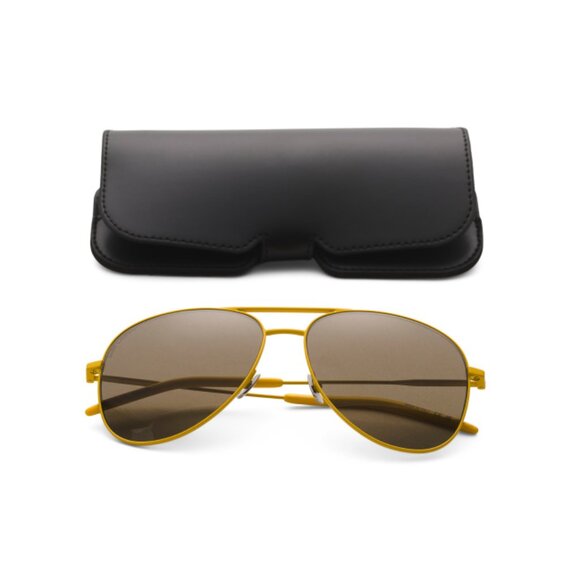 SAINT LAURENT Yellow/Brown 59mm Aviator Sunglasses - Picture 1 of 2